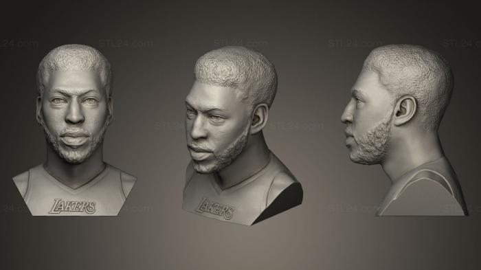 Бюсты и барельефы известных личностей (Энтони Дэвис, BUSTC_0028) 3D модель для ЧПУ станка